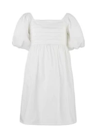Girls 7-16 Pleat Front Puff Sleeve Dress