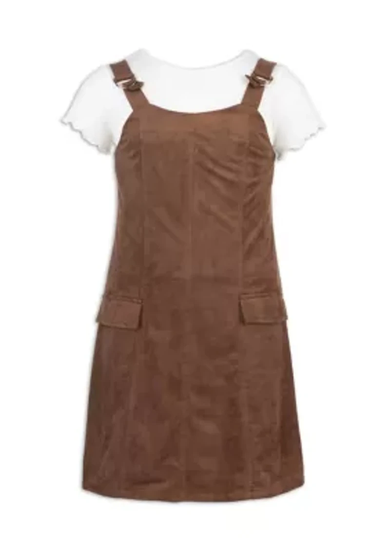 Girls 7-16 Suede Jumper Dress