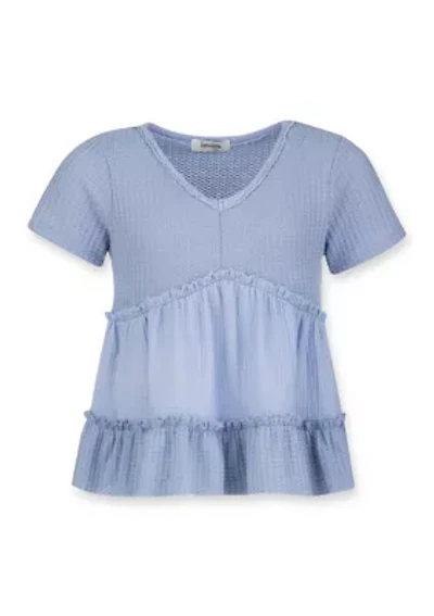 Girls 7-16 Waffle Tiered Top