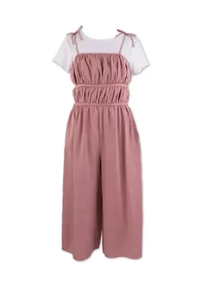 Girls 7-16 12 Rose Tie Back Short Sleeve Jumpsuit