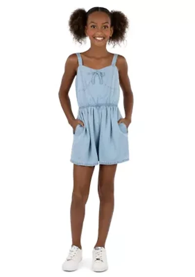 Girls 7-16 Chambray Romper