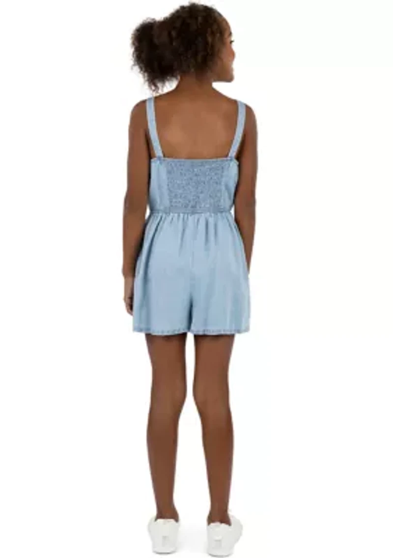 Girls 7-16 Chambray Romper