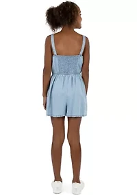 Girls 7-16 Chambray Romper