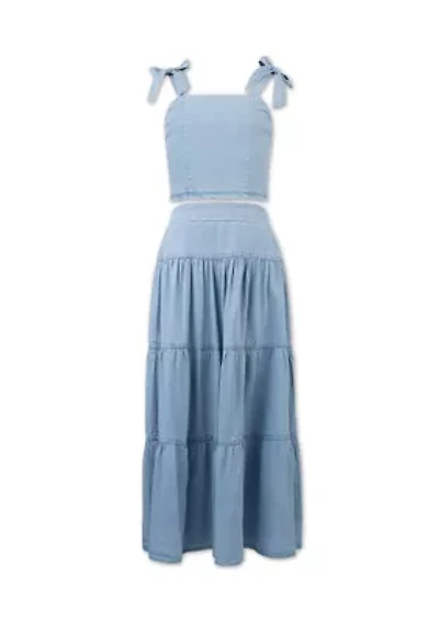 Girls 7-16 Denim 2 Piece Maxi Set