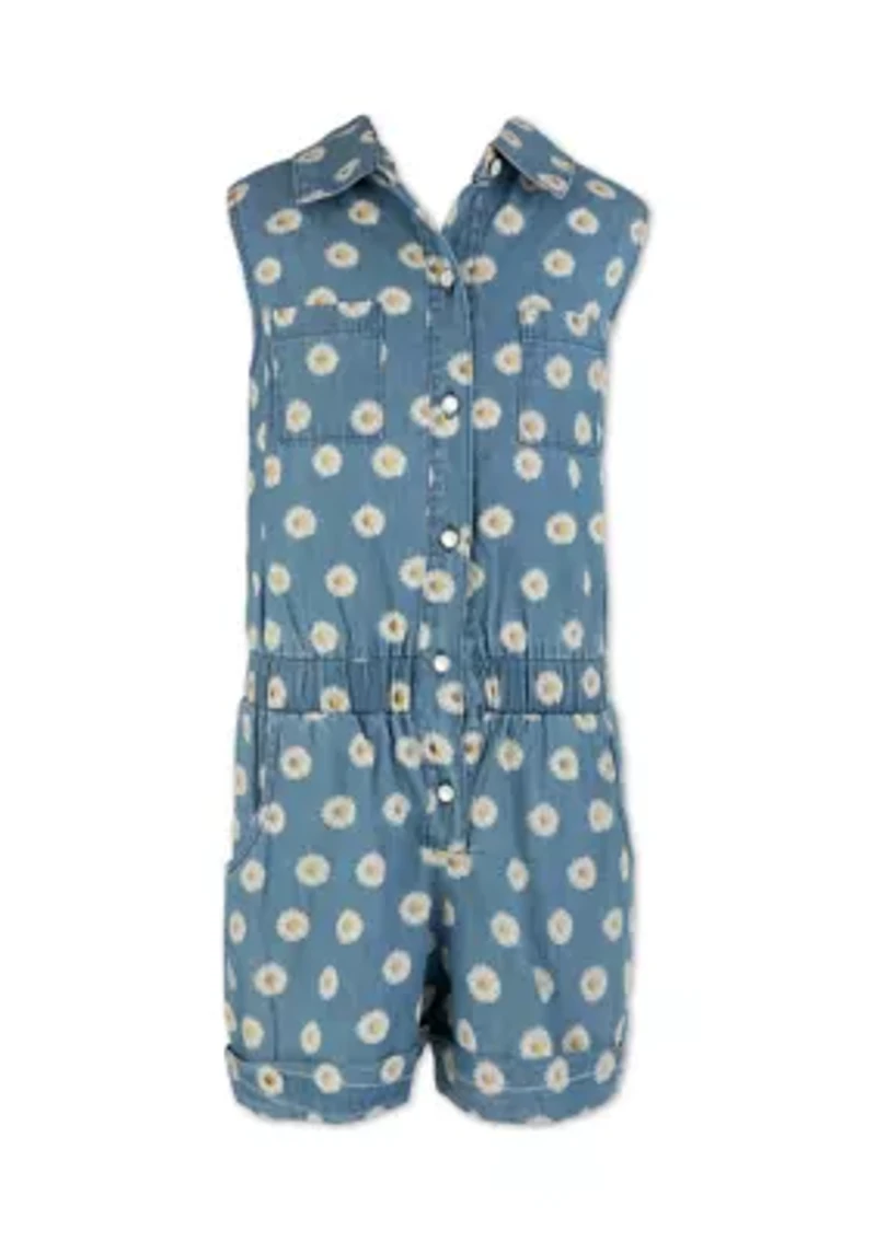 Girls 7-16 Denim Daisy Romper