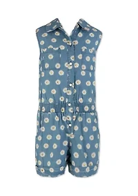 Girls 7-16 Denim Daisy Romper