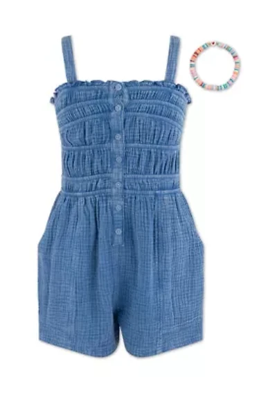 Girls 7-16 Button Front Romper