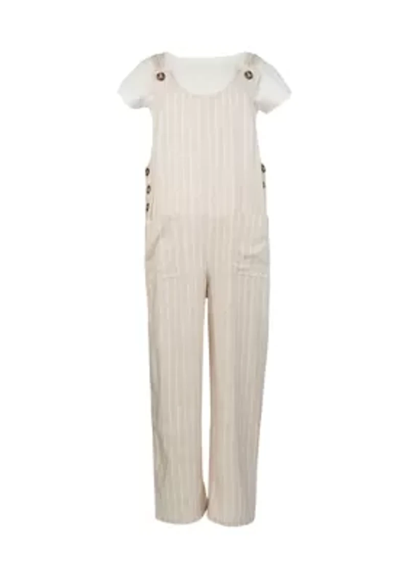 Girls 7-16 Khaki Stripe Side Button Jumper