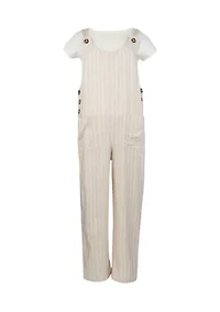 Girls 7-16 Khaki Stripe Side Button Jumper