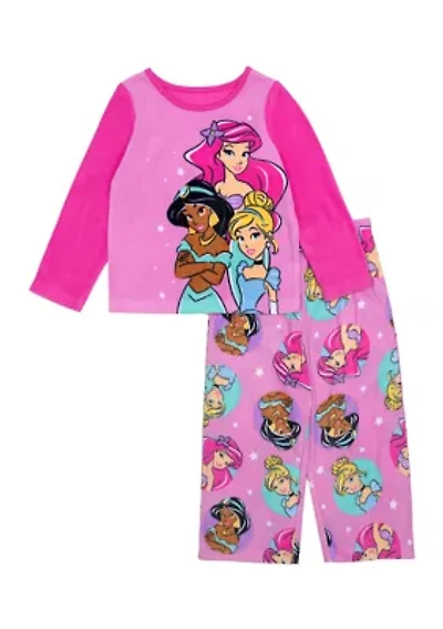 Girls 4-10 Princess Wishes Printed Fleece Pajama Set