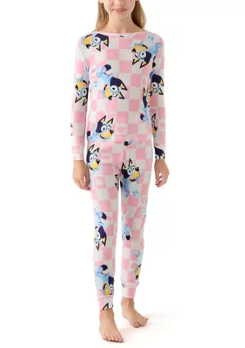 Girls 7-16 Hi Bluey 4-Piece Pajama Set