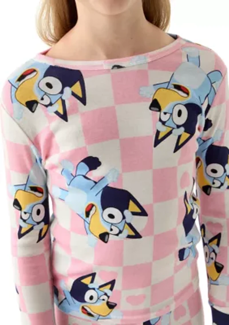 Girls 7-16 Hi Bluey 4-Piece Pajama Set