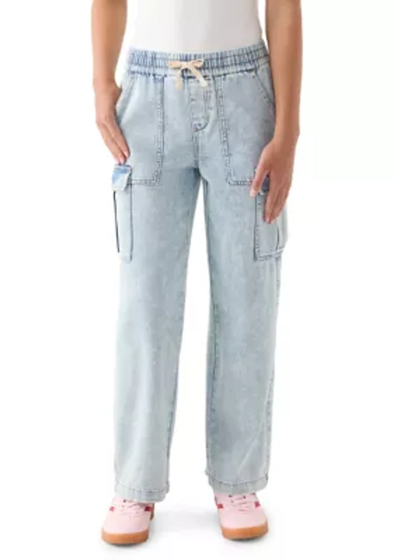 Girls 7-16 Cozy Cargo Wide Leg Jeans