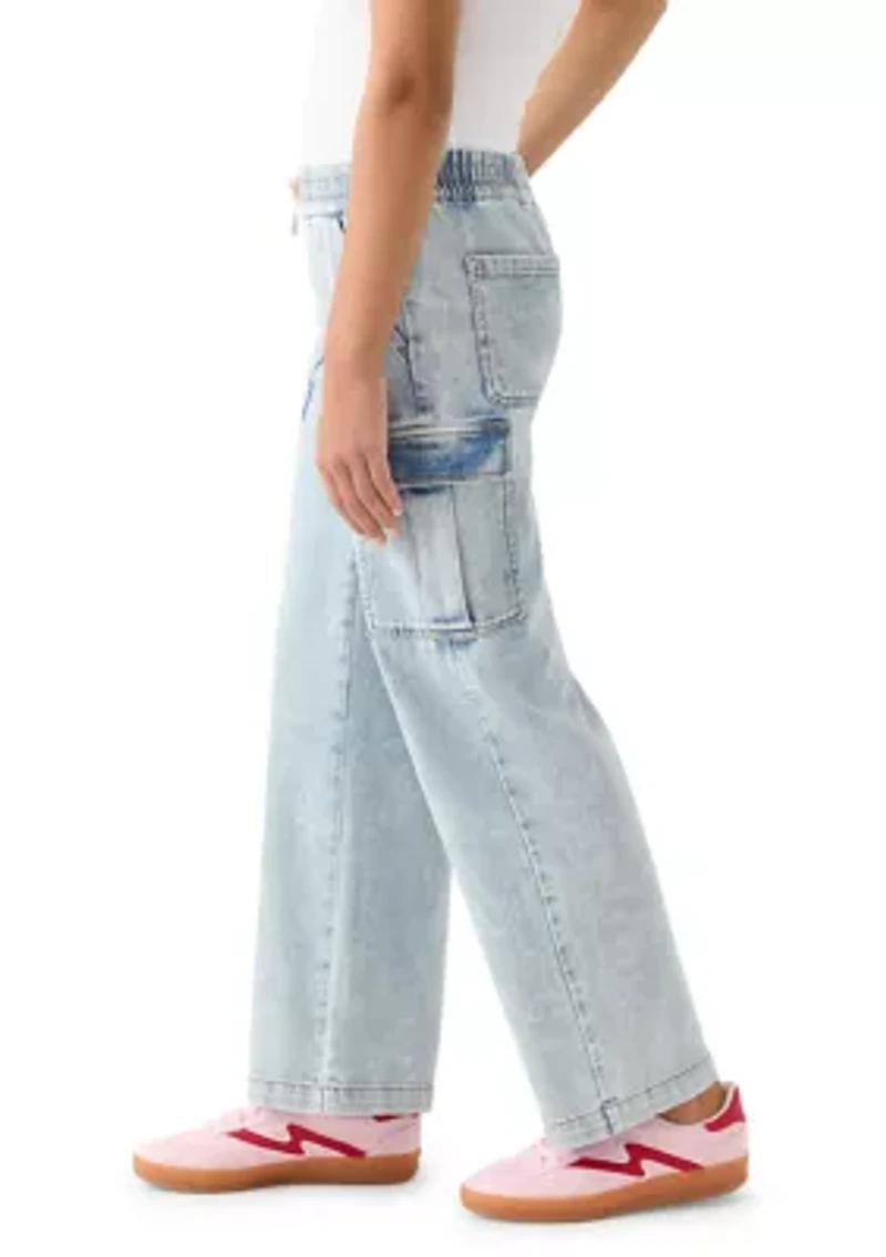 Girls 7-16 Cozy Cargo Wide Leg Jeans