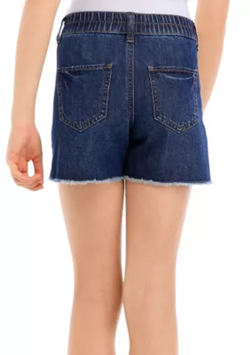 Girls 7-16 High Rise Shorts with Elastic Back