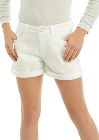 Girls 7-16 Mid Rise Shorts with Double Roll Cuff