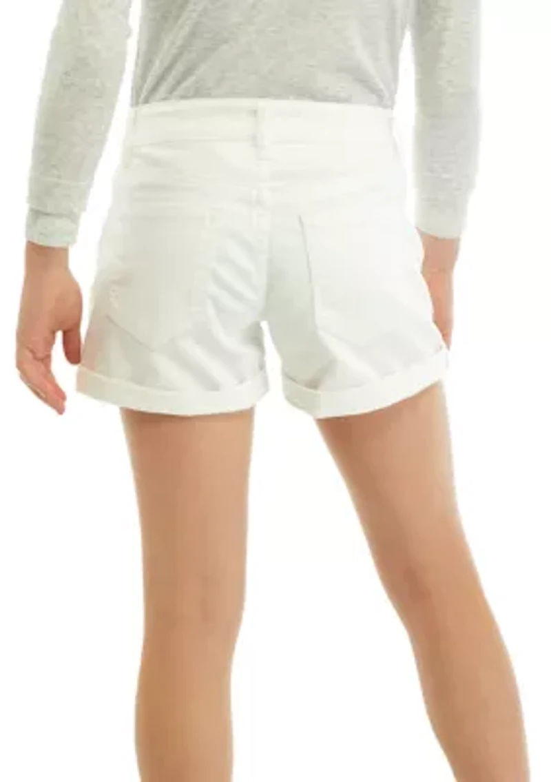 Girls 7-16 Mid Rise Shorts with Double Roll Cuff