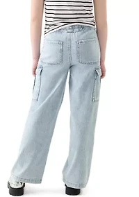 Girls 7-16 Wide Leg Cargo Jeans
