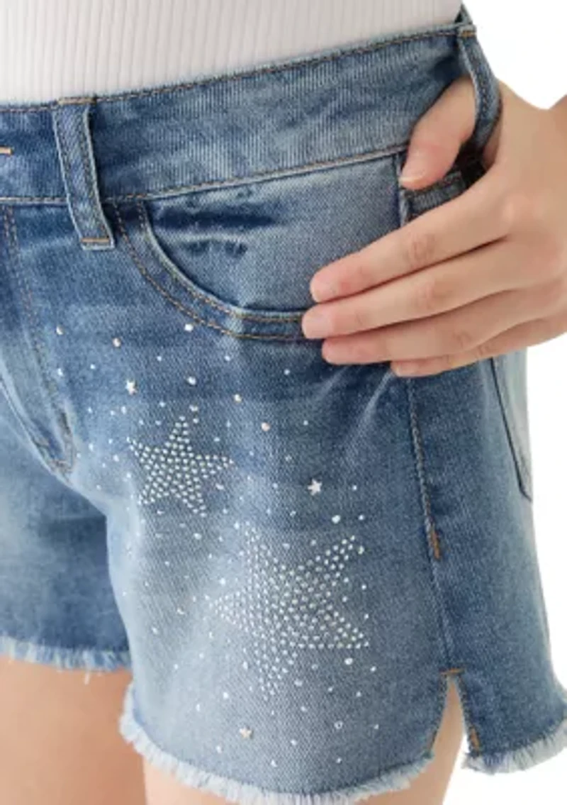 Girls 7-16 Bling Star Shorts
