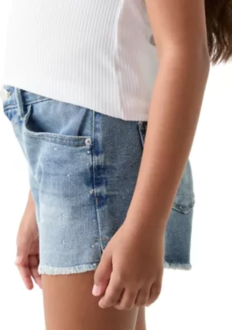 Girls 7-16 Scattered Bling Cozy Denim Shorts