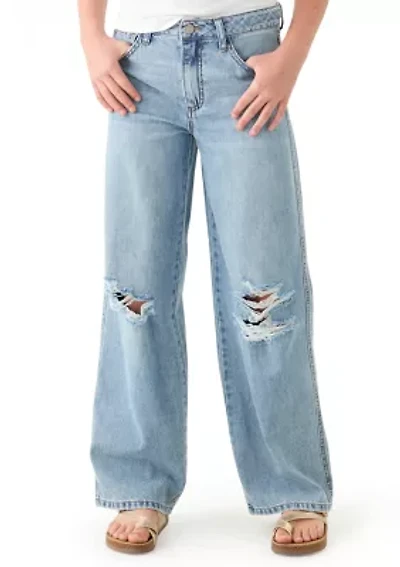 Girls 7-16 Destructed Wide-Leg Jeans