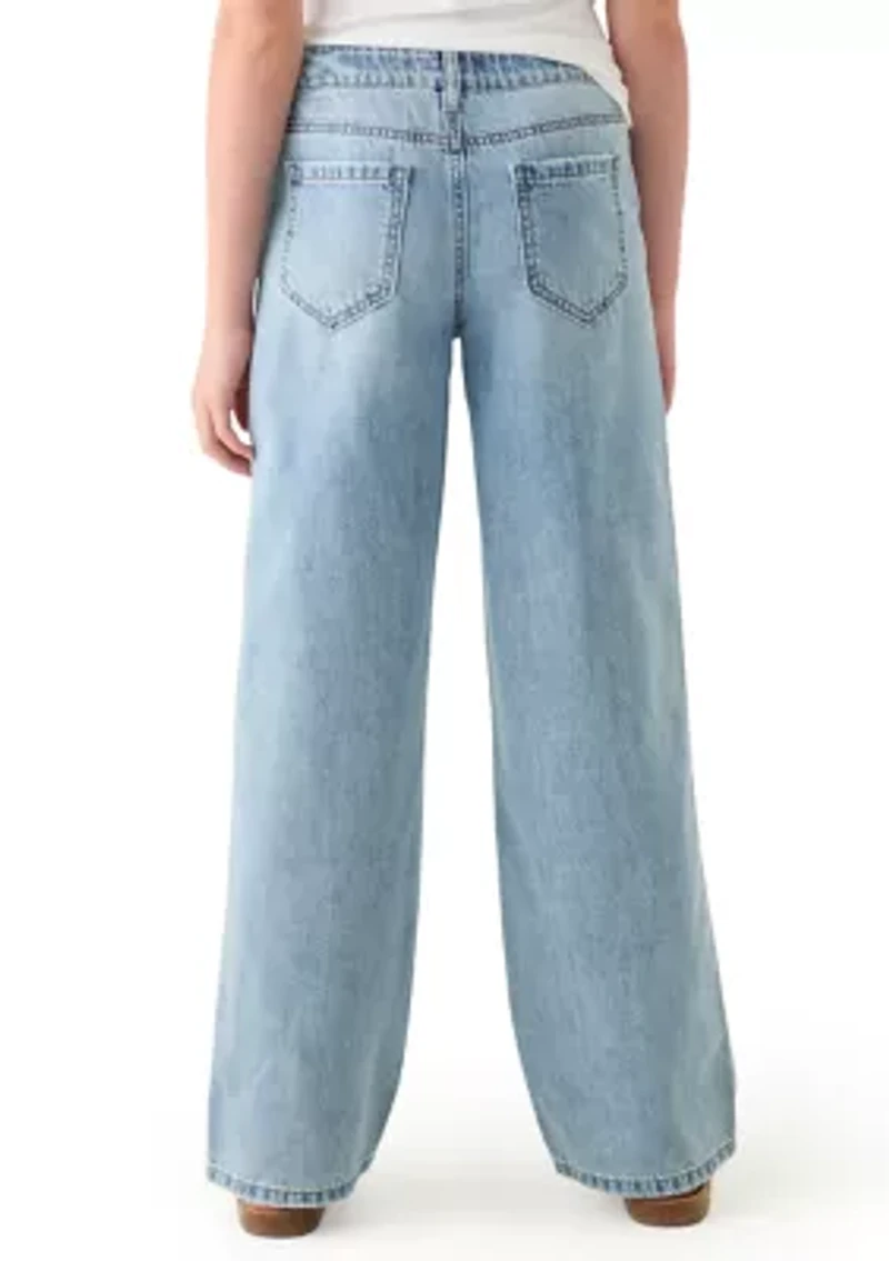 Girls 7-16 Destructed Wide-Leg Jeans