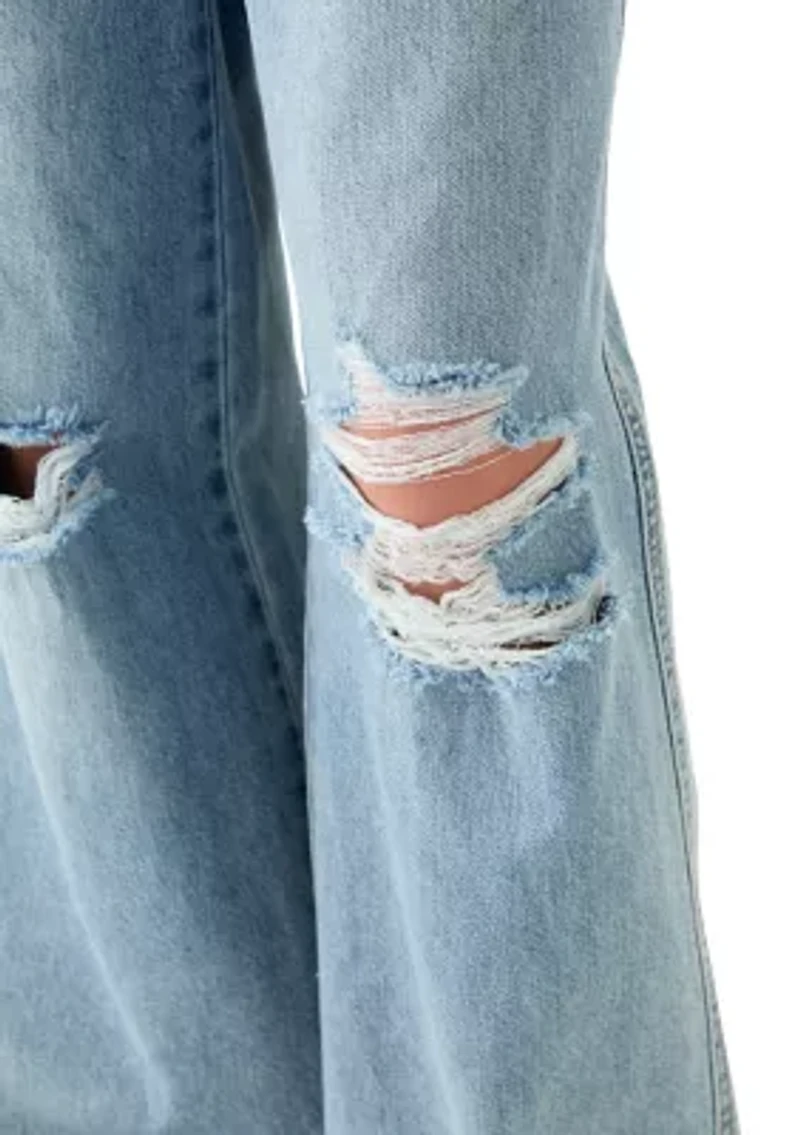 Girls 7-16 Destructed Wide-Leg Jeans
