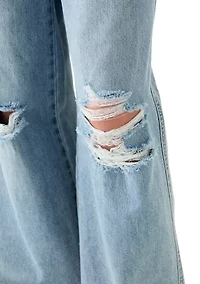 Girls 7-16 Destructed Wide-Leg Jeans