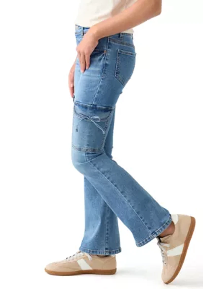 Girls 7-16 Bow Flared Jeans