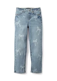 Girls 4-6x Pull On Bow Print Ankle Pants