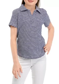 Girls 7-16 Striped Surf Polo Shirt