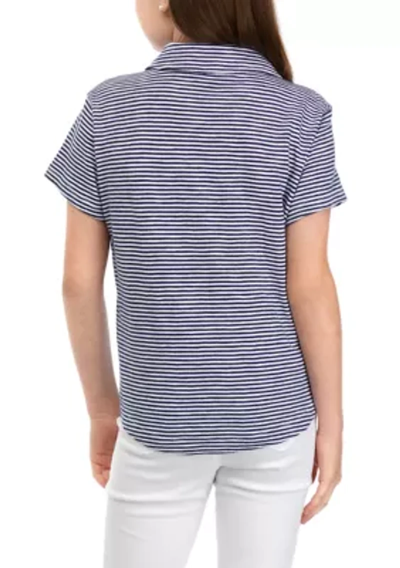 Girls 7-16 Striped Surf Polo Shirt