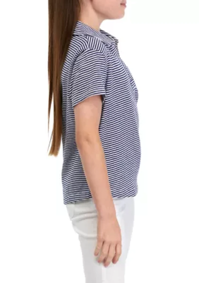 Girls 7-16 Striped Surf Polo Shirt