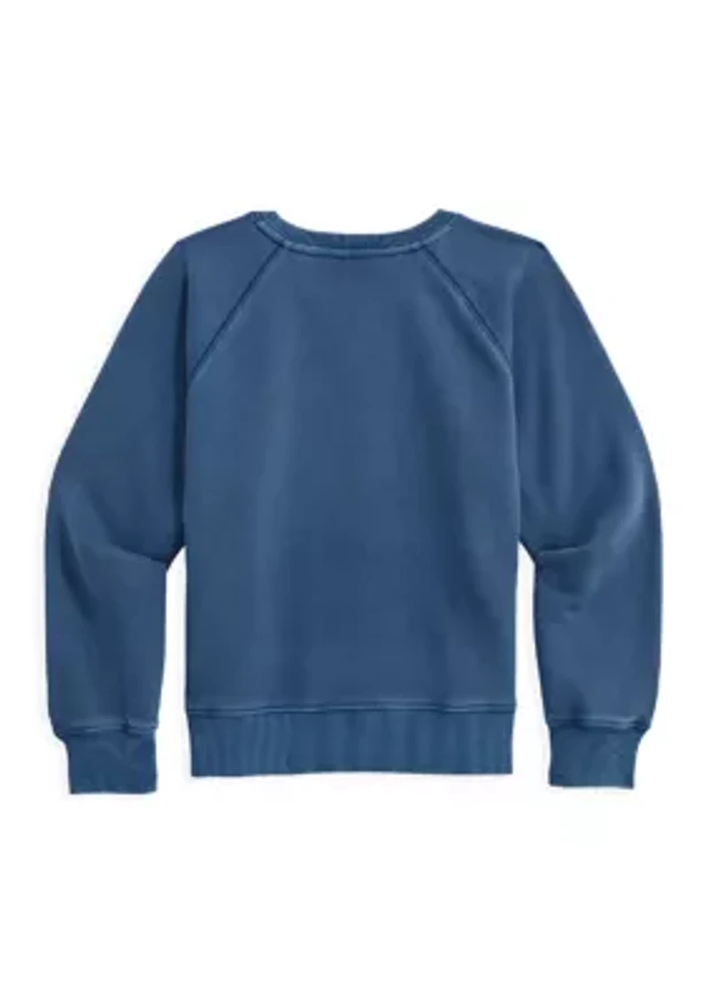 Girls 7-16 Raglan Whale Logo Graphic Crew Pullover