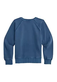 Girls 7-16 Raglan Whale Logo Graphic Crew Pullover