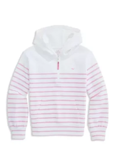 Girls 7-16 Pink Stripe Quarter Zip Jacket