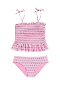 Girls 7-16 Smocked Tankini Swimsuit