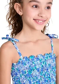 Girls 7-16 Smocked Tankini Swimsuit