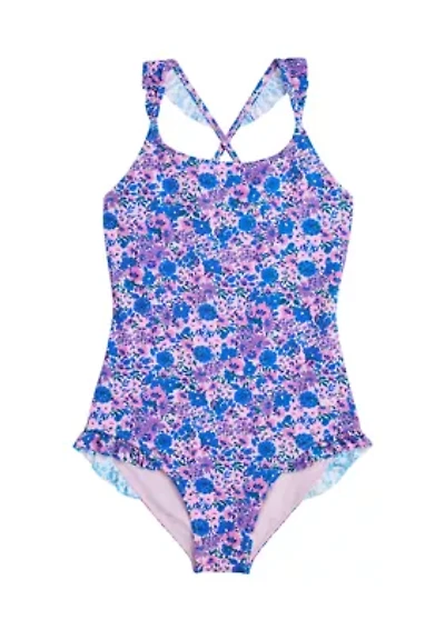 Girls 7-16 Ruffle One Piece Printed Swimsuit