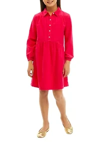 Girls 7-16 Corduroy Shirtdress