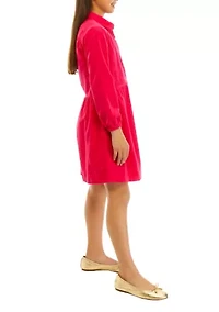 Girls 7-16 Corduroy Shirtdress