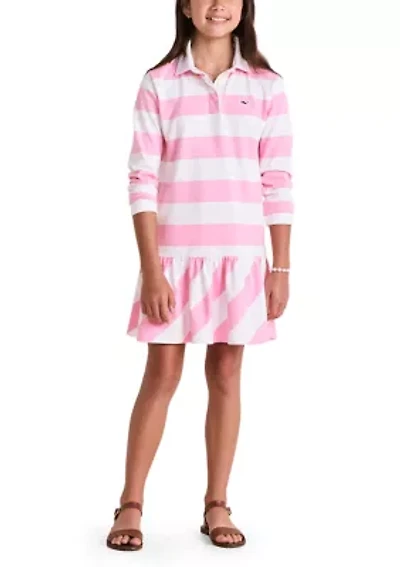 Girls 7-16 Collared Rugby Stripe Dress