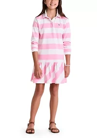 Girls 7-16 Collared Rugby Stripe Dress