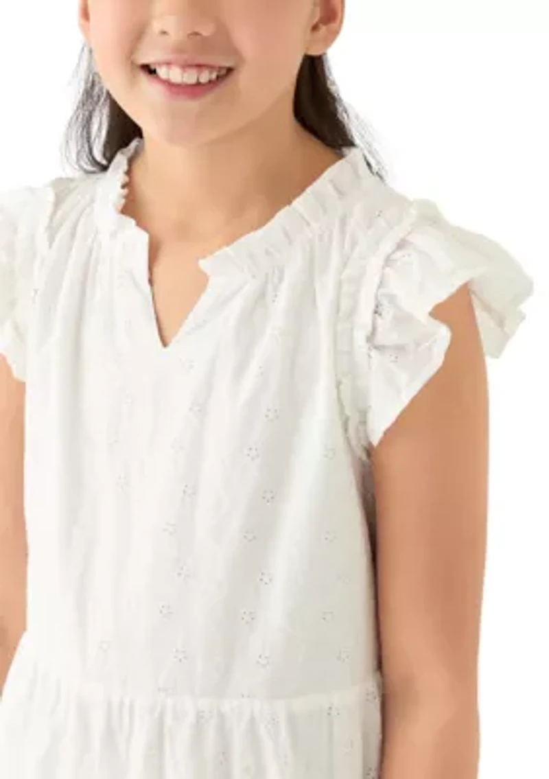 Girls 7-16 Eyelet Ruffle Dress