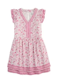 Girls 7-16 Flutter Sleeve Pintuck Dress