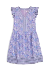 Girls 7-16 Flutter Sleeve Pintuck Dress