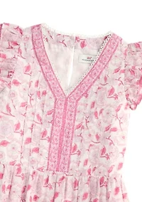 Girls 7-16 Flutter Sleeve Pintuck Dress