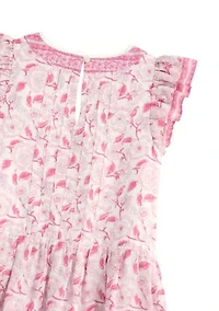 Girls 7-16 Flutter Sleeve Pintuck Dress