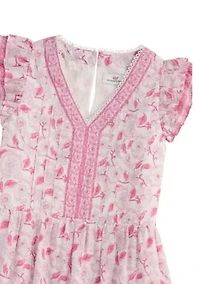 Girls 7-16 Flutter Sleeve Pintuck Dress