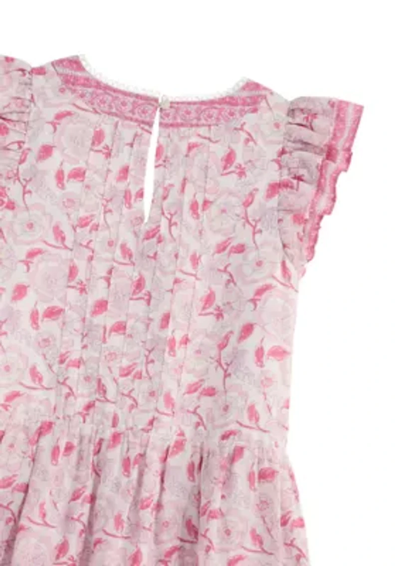 Girls 7-16 Flutter Sleeve Pintuck Dress